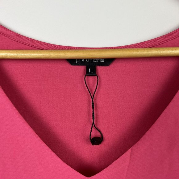 New Portmans Top Blouse Pink Short Sleeve V-Neck Office Casual Size L 14 - Picture 5 of 9
